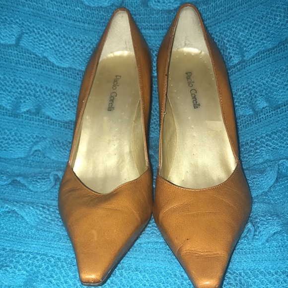 👠 Paola Corelli Camel Coloured Heels D12 - Picture 2 of 3